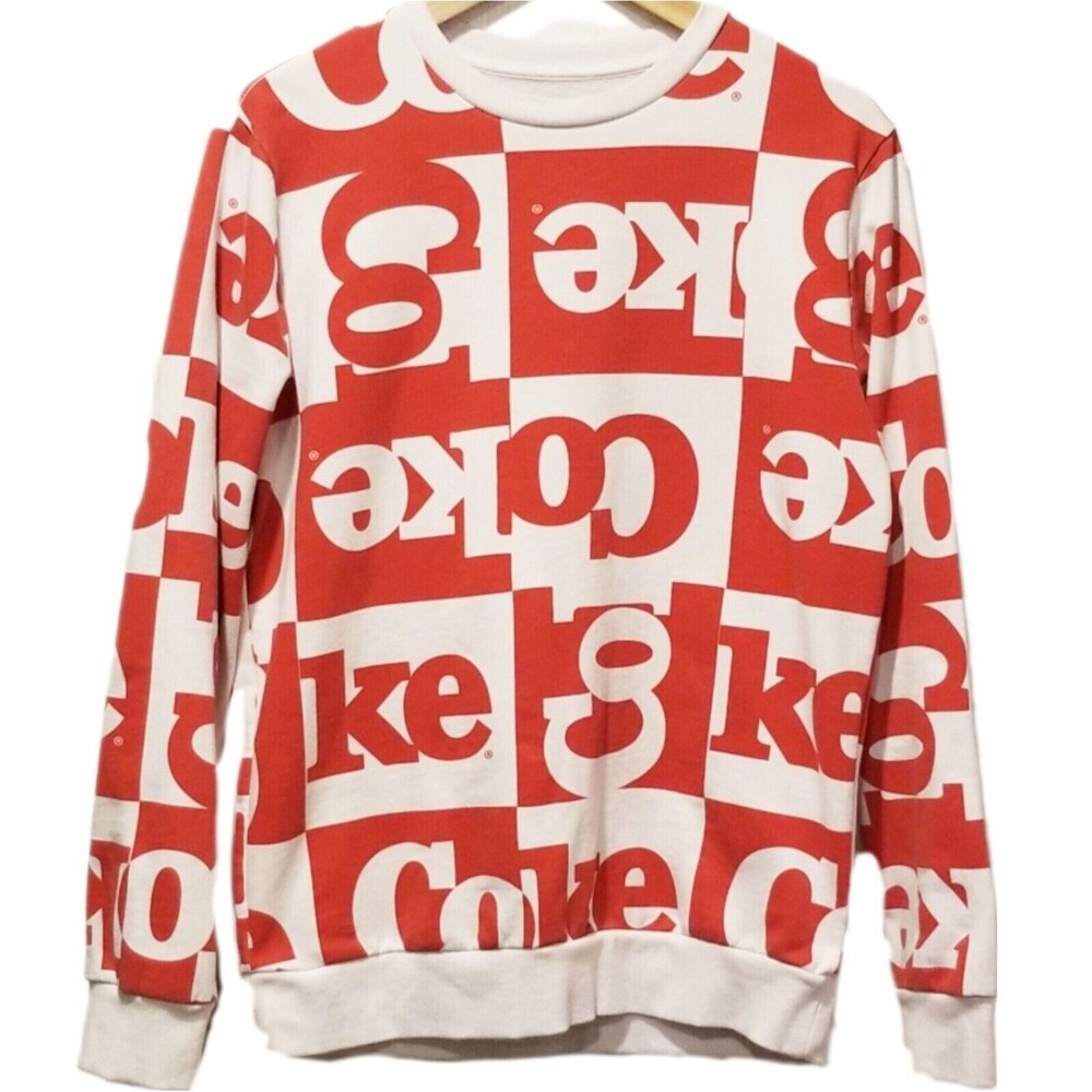 Coca-Cola COKE Pullover Sweatshirt Red/White Design HTF Size Small